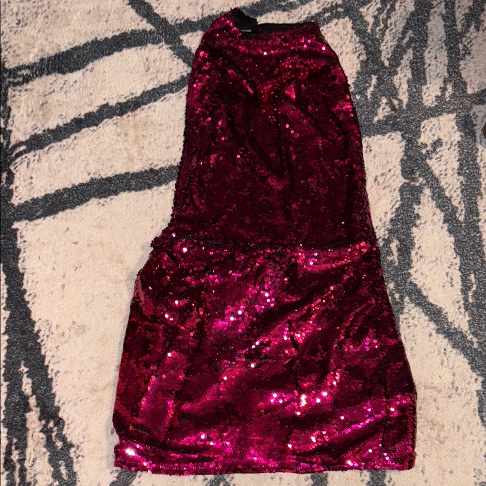 PrettyLittleThing Backless Sequin Dress in Red